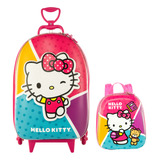 Kit Mochila De Rodinhas Hello Kitty 3d Lancheira Escolar