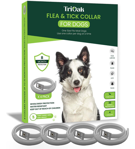 Paquete De 4 Collares Antipulgas Para Perros, Collar Antipul