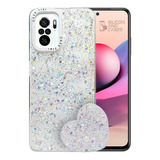 Carcasa Para Xiaomi Redmi Note 10/10s Glitter Con Pop Socket