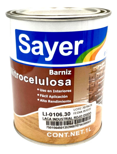 Nitrolaca Para Madera, Sayer Lack Varios Colores 1l