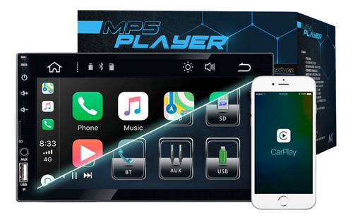 Multimidia Android Auto Universal 2 Din Apple Carplay 7 Pol