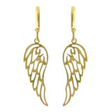 Aros Argollas Colgantes Alas Baño De Oro 18k