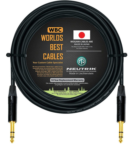 Cable De Conexion Audio 6,35mm Trs | Mogami 2534 | 9m, Ne...