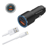 Carregador Veicular Para iPhone Apple Turbo Fast Usb + Cabo 