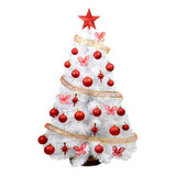 Árbol De Navidad Xl Blanco 1mt C/ Kit 30 Pzas Rojo - Sheshu