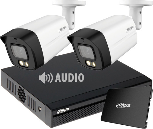 Kit 2 Camaras Seguridad Dahua Audio Vision Nocturna + Disco 