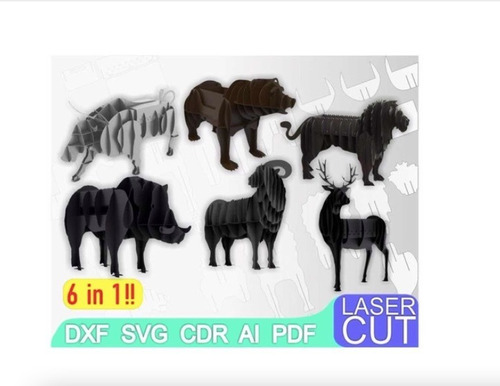 Vectores 3d 6 Animales Asador Y Maceteros Corte Plasma S067