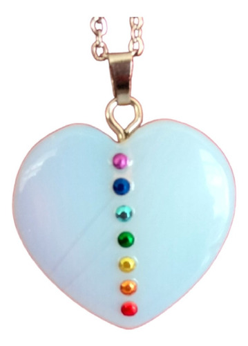 Dije Cuarzo Corazón, Collar Chakras Yoga Con Cadena De Acero