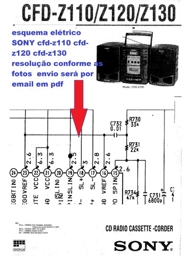 Esquema Radio Sony Cfd Z130 Cfdz130  Em Pdf Alta Resolução