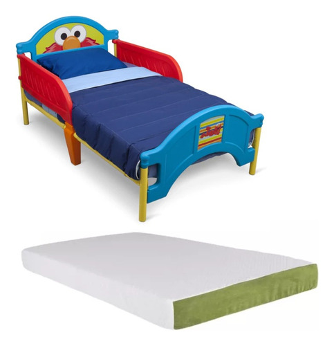 Cama Camita Infantil Con Colchon Elmo Plaza Sesamo