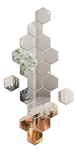 Espelho Hexágonos Hexagonal Decoração Moderna Kit 20 Peças