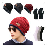 Kit Touca Quentinha Gorro Inverno Frio + Luva De Lã + Brinde