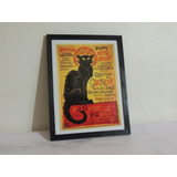 Cuadro Chat Noir Vintage Gato Negro 20x25 C/ Marco Vidrio