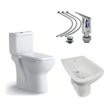  Combo Baño Inodoro Blanco Con Bidet + Griferia Monocomando