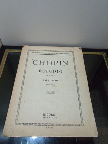Adp Partitura Chopin Estudio Para Piano / Ed Ricordi Bs. As.