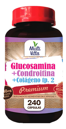 Multivitta Glucosamina  Condroitina  Colageno Tipo 2 240 Cap