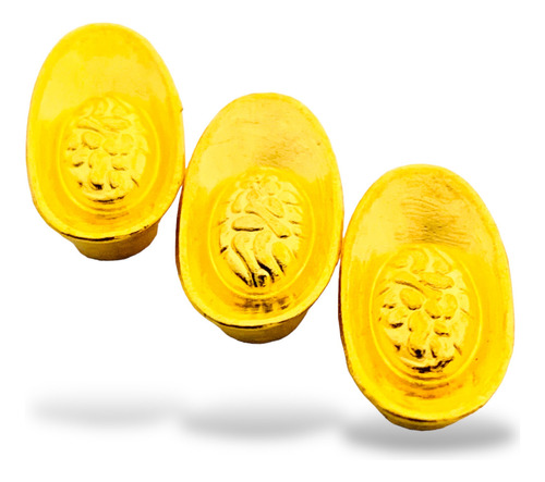 3 Lingote De Oro De Feng Shui Yuan Bao Para La Riqueza Metal