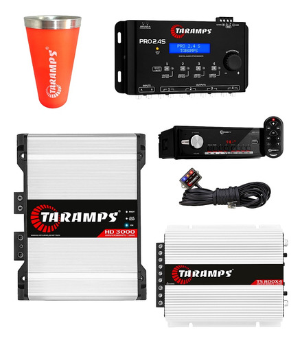 Modulo Taramps Hd3000 + Processador + Ts800 + Radio Amplay