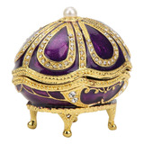 Caja Joyería Huevo Faberge Morado Estilo Vintage Decorada Co