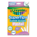Plumones Crayola Lavables Super Tips Pastel X 12 Colores.