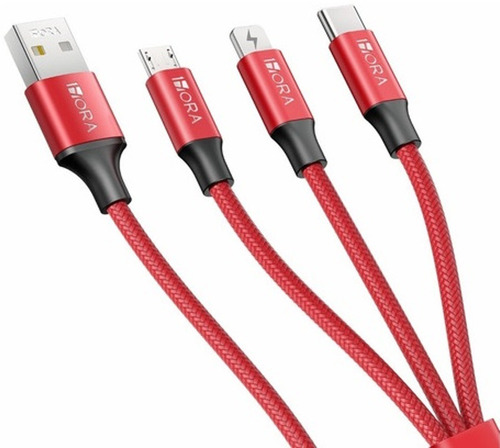 Cable Usb 3 En 1 Carga Rápida Para Ip, V8 Y Tipo C 1 Metro