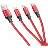 Cable Usb 3 En 1 Carga Rápida Para Ip, V8 Y Tipo C 1 Metro