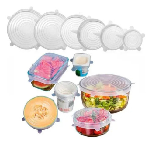 Tapas Silicona Ajustables Reutilizables X 6 Flexibles