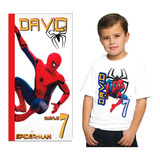 Playera + Lona Personalizada De Spiderman Para Cumpleaños