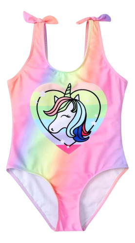 Traje De Baño Completo Niña Unicornio Multicolor