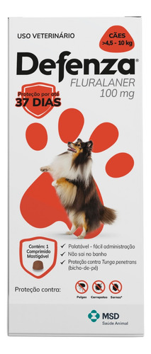 Defenza Cães 4,5-10kg Antipulgas Carrapato Sarna Bicho-de-pé