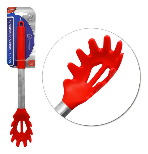 Colher Massa De Silicone Vermelho Cabo Inox Belakaza