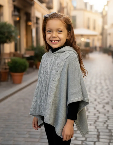 Capa Niña Gorro, Poncho, Chal, Mañanita, Tejido De Punto