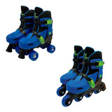 Patins Ajustável 2 Em 1 In Line E 4 Rodas 34-37 Fenix Azul