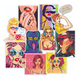 Pack Stickers Calcos Vinilos Arte Pop Mujer- Termo Celu