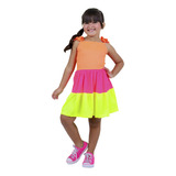 Vestido Feminino Infantil Menina Neon Moda Blogueirinha