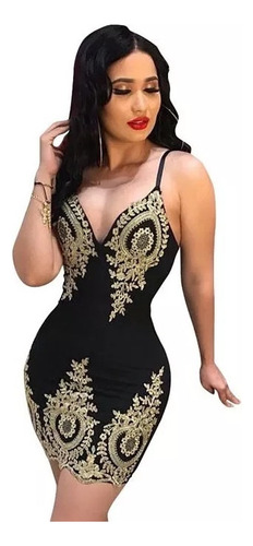 Vestido Feminino Sexy E Elegante Com Decote Em V Para Festa