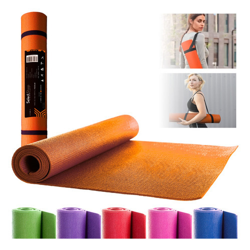 Tapete Portátil Yoga Pilates Fitness Ejercicio Relajación Color Naranja