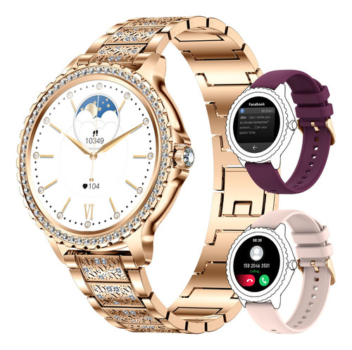 Reloj Inteligente Con Diamantes Y Bluetooth Impermeable