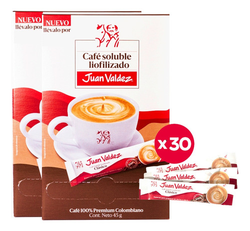 Café Soluble Liofilizado Clasico Juan Valdez 2 Pack X 30 Uds