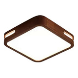 Panel Plafón Led Borde Madera Sobrepuesto Cuadrado  30cm 24w