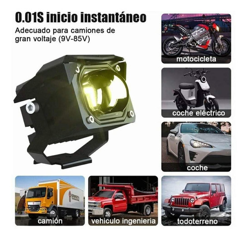 Faros Led Lupa Spot Blanco Ambar Autos Motos Int Exterior