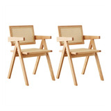 Sillones Square De Comedor Cocina Madera Rattan Sintético X2