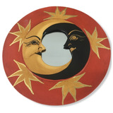 Figura Luna Y Sol Con Espejo De Mosaico Y Colgante