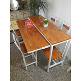 Barra Desayunador Extensible Industrial Hierro Y Madera 