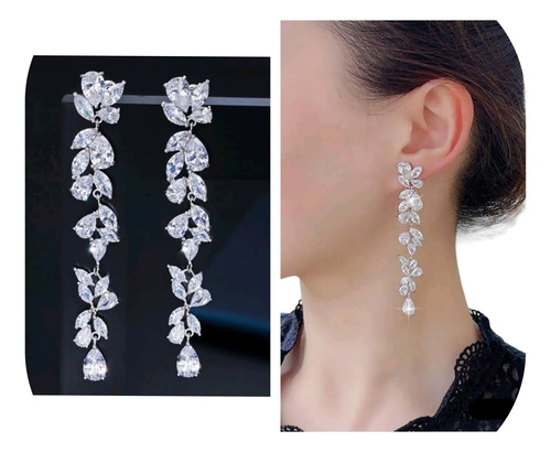 Aretes Finos Hojas Fiesta Boda Regalo Cristal Austriaco