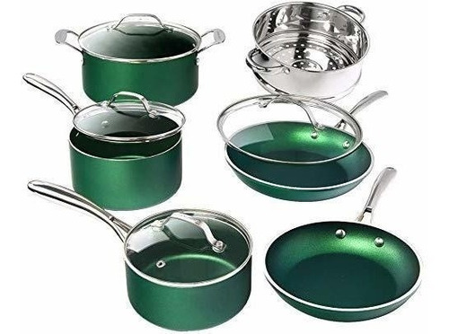 Batería De Cocina 10 Piezas Granitestone Verde