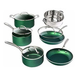 Batería De Cocina 10 Piezas Granitestone Verde