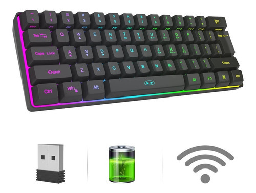 Teclado Inalámbrico Recargable Con Luz Rgb Conexión 2.4g