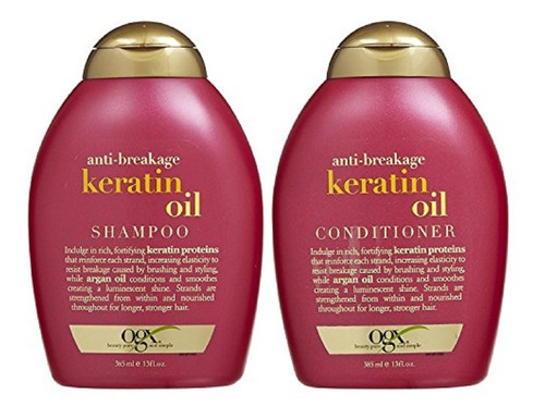Ogx Shampoo + Acondicionador Antirotura Keratin Oil 385ml