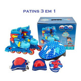 Patins Infantil Roller Tri-line Unitoys 1504 30-33 Azul 